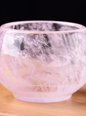 原石手工打磨水晶茶杯品茗杯主人杯粉黄红白色水晶杯女款茶杯