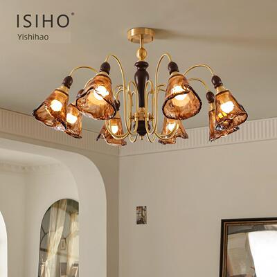 Ishao Maillard法式全铜卧室吊灯覆古简约个性化客厅餐厅玻璃灯