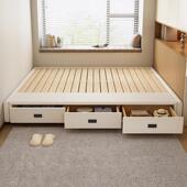 无床头床高箱带抽屉收纳床实木框架小户型榻榻米收纳床可定制尺寸