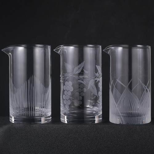 酒吧灵魂日式无铅水晶手工刻花搅拌杯800CC调酒杯 Mixing Glass杯