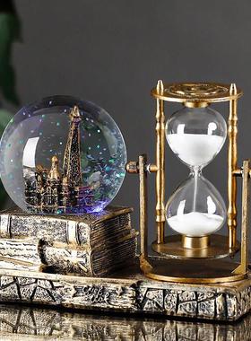 水晶球沙漏创意茶几摆件家居饰品酒柜客厅装饰品轻奢高档桌面房间
