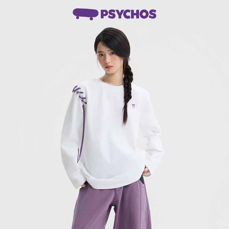 【清仓特惠】江衡李沛恩同款PSYCHOS纯棉印花正肩长袖T恤男女同款
