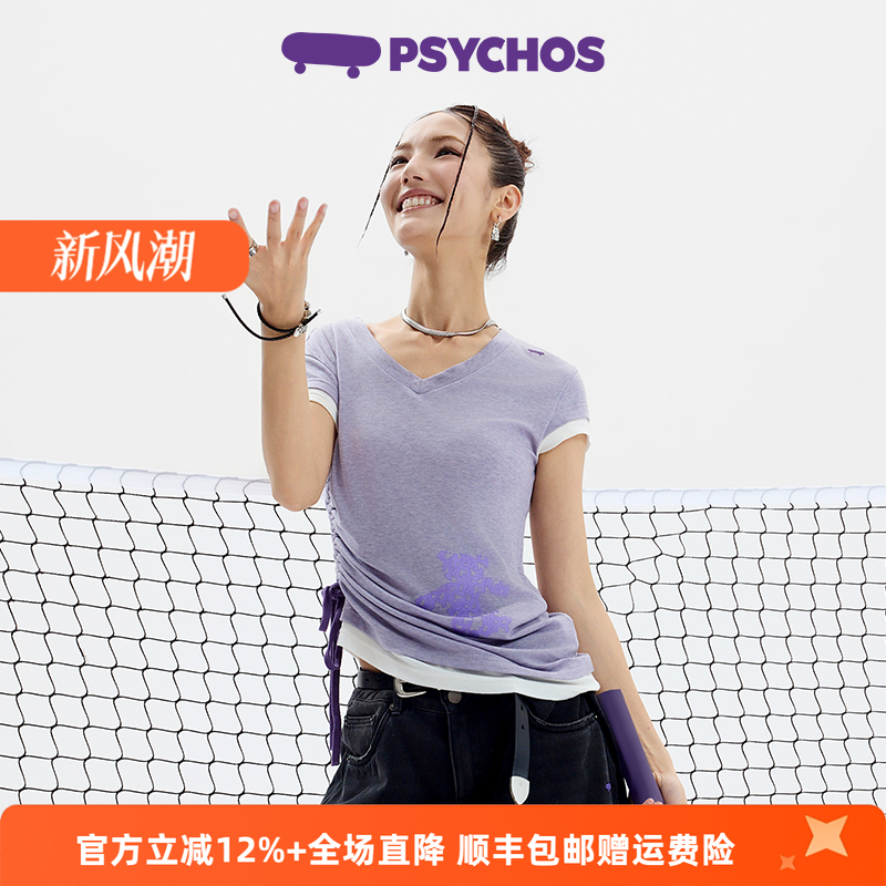 Psychos自由DNAV领收腰短袖上衣