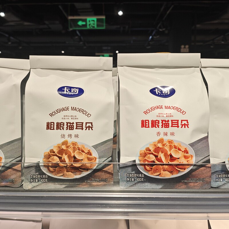胖东来DL卡奇粗粮猫耳朵袋装400g香辣味烧烤味胖东来超市代购
