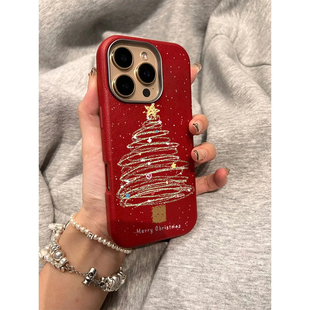 适用苹果16promax手机壳女新款iPhone16pro新年2025圣诞树15pro本命年春节14防摔保护套13小众高级感全包12豪