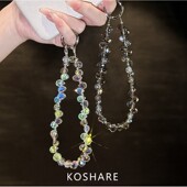 黑白月光彩色闪钻斜挎手机链条轻奢小众高级感水晶挂链手拎挂饰女