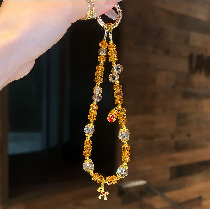 马到橙功新年手机短链新中式高级感水晶包包挂饰手腕链挂绳轻奢女