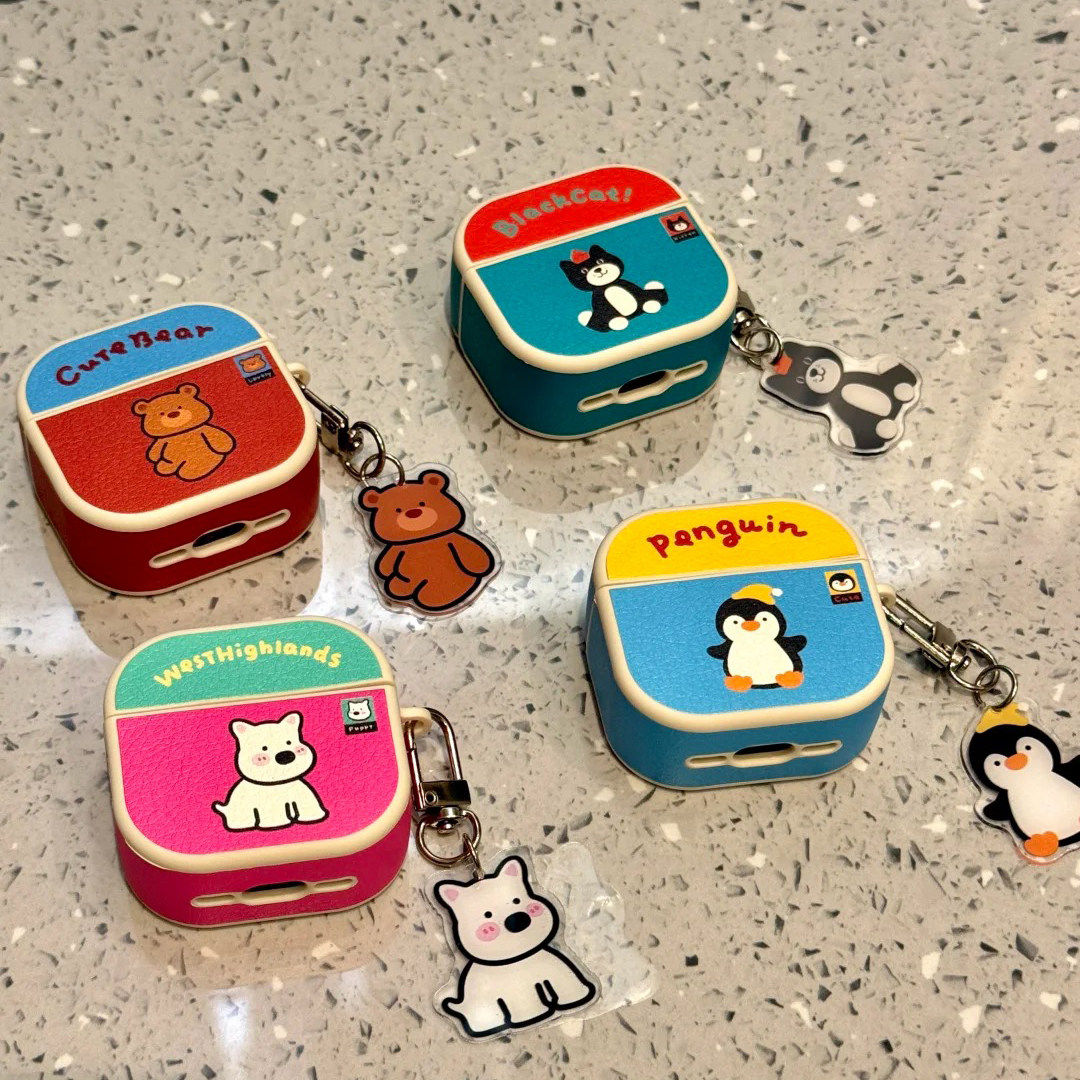 皮质可爱小动物适用苹果耳机保护套airpodspro2壳蓝牙2024新款airpods3三代二女ipods高级感小众1airpod卡通