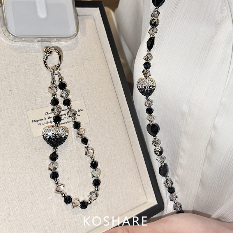 永恒之心闪钻斜挎手机链条轻奢精致高级感水晶挂链手拎防摔挂绳女