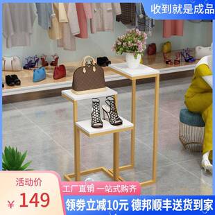 包首饰落地展台架 清仓服装 店铁艺橱窗展示架简约高低流水台创意鞋