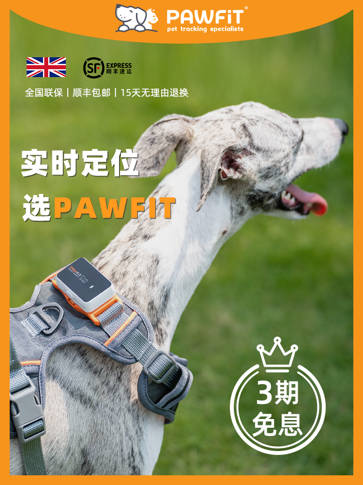 Британский локатор домашних животных PAWFIT для собак и кошек, защита от потери голоса, gps-отслеживание, защита от потери движения Изображение 1