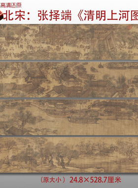 北宋张择端清明上河图名国画真迹复制品高清艺术微喷绢本临摹范本