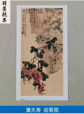 名画复制品复刻潘天寿岩菊写意花