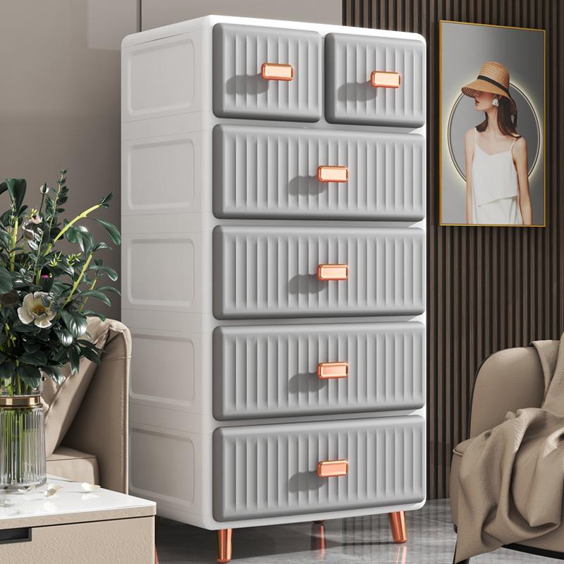 鸿佳塑料抽屉式收纳柜多层客厅杂物柜子储物柜35面宽出租屋五斗柜