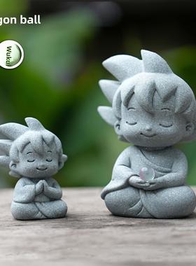 龙珠孙悟空装饰品怀旧日本卡通动画蓝色砂岩鱼缸盆景家庭茶宠物