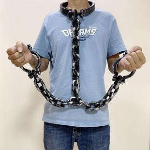 万圣节舞会影视表演道具囚犯人工手镯镣铐成人脖子+手镯新