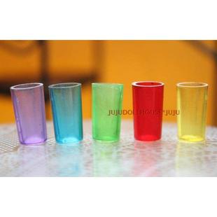 迷你家具娃娃屋 粘土微缩老式餐厅厨房场景模型彩虹色茶杯