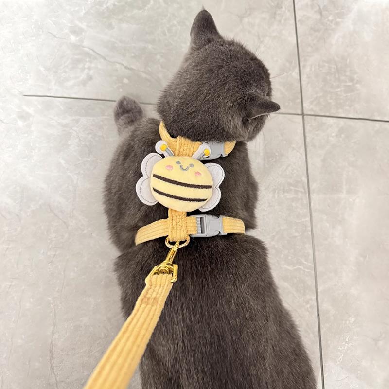 猫咪牵引绳防挣脱外出专用工字型小奶猫防走丢遛猫绳可调节猫链子