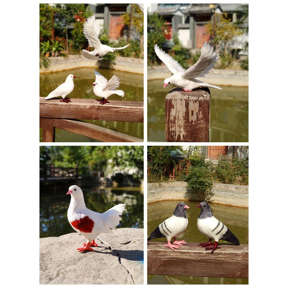 仿真鸽子摆件假鸽子玩偶婚庆装饰动物鸽子模型鸟类和平鸽标本道具