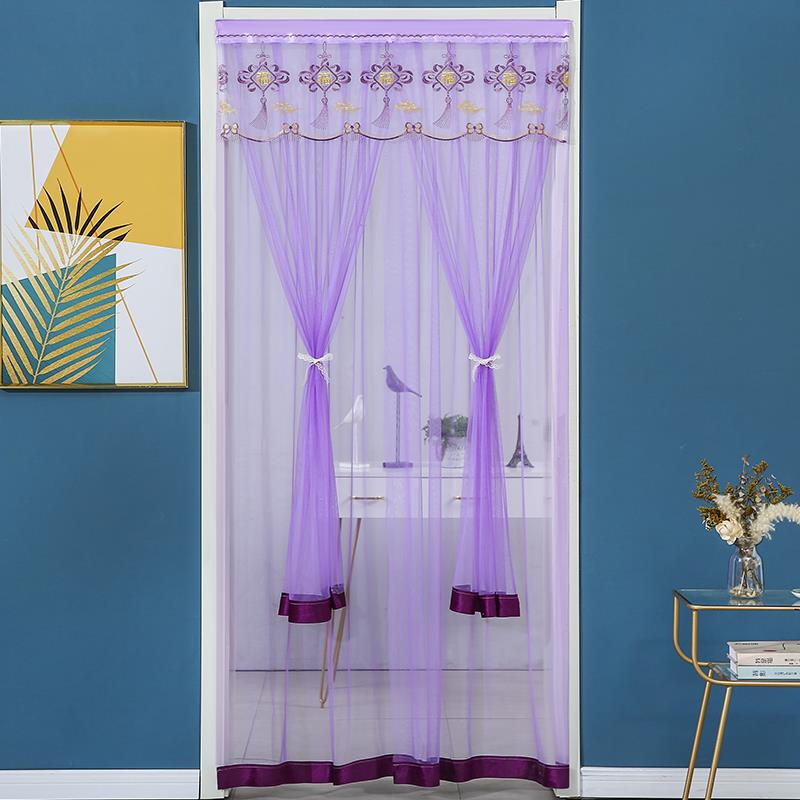 蕾丝门帘隔断帘卧室厨房卫生间长纱帘双层纱防蚊帘挂帘遮挡帘新款