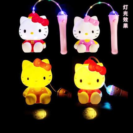 中秋节HelloKitty女孩手提搪胶粉KT猫存钱罐音乐发光玉兔投影灯笼