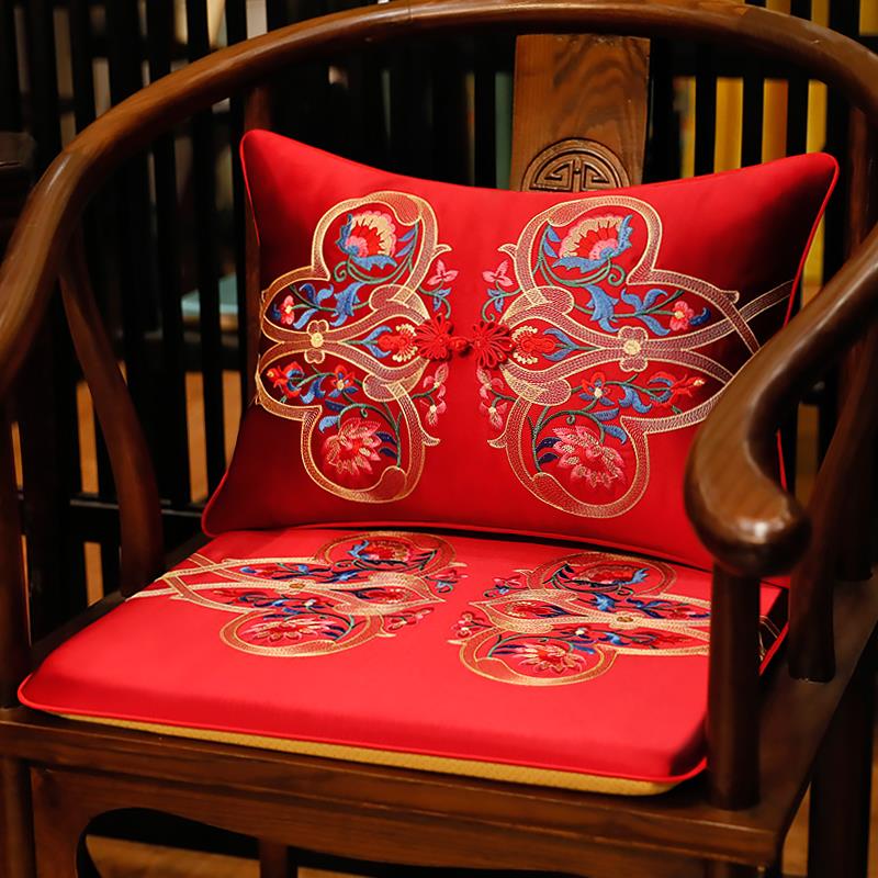 新古典中式坐垫结婚喜庆餐椅垫靠垫抱枕红木沙发椅子垫圈椅太师椅