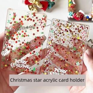 in韩国圣诞星星彩色闪光亚克力卡盒3英寸小卡星追逐宝丽来存储保护盒