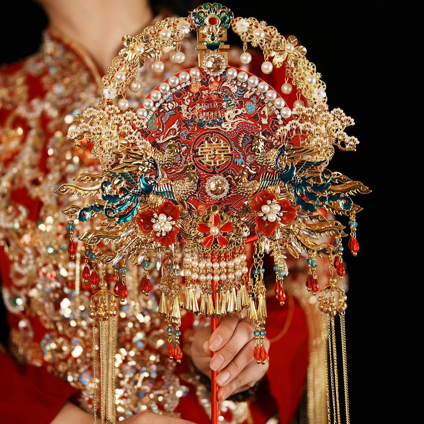 团扇结婚新娘出嫁中式diy材料古风秀禾成品手工双面双色高级喜扇,家居饰品,工艺扇/团扇/喜扇/折扇,淘宝优惠券,粉丝福利购,淘宝优惠卷