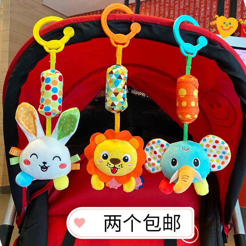 新生婴儿推车挂件风铃床挂宝宝毛绒彩色床铃摇铃安抚悬挂挂饰玩具