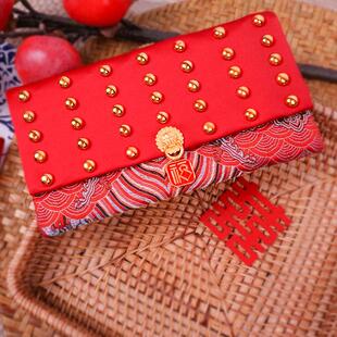 父母喜婆婆改口红包缎面刺绣一万结婚专用高级感布艺大号万元一对