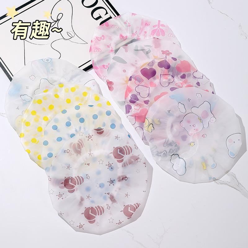 高档彩色印花浴帽 田园风格防水印花浴帽 蕾丝边厨房防油污淋浴帽