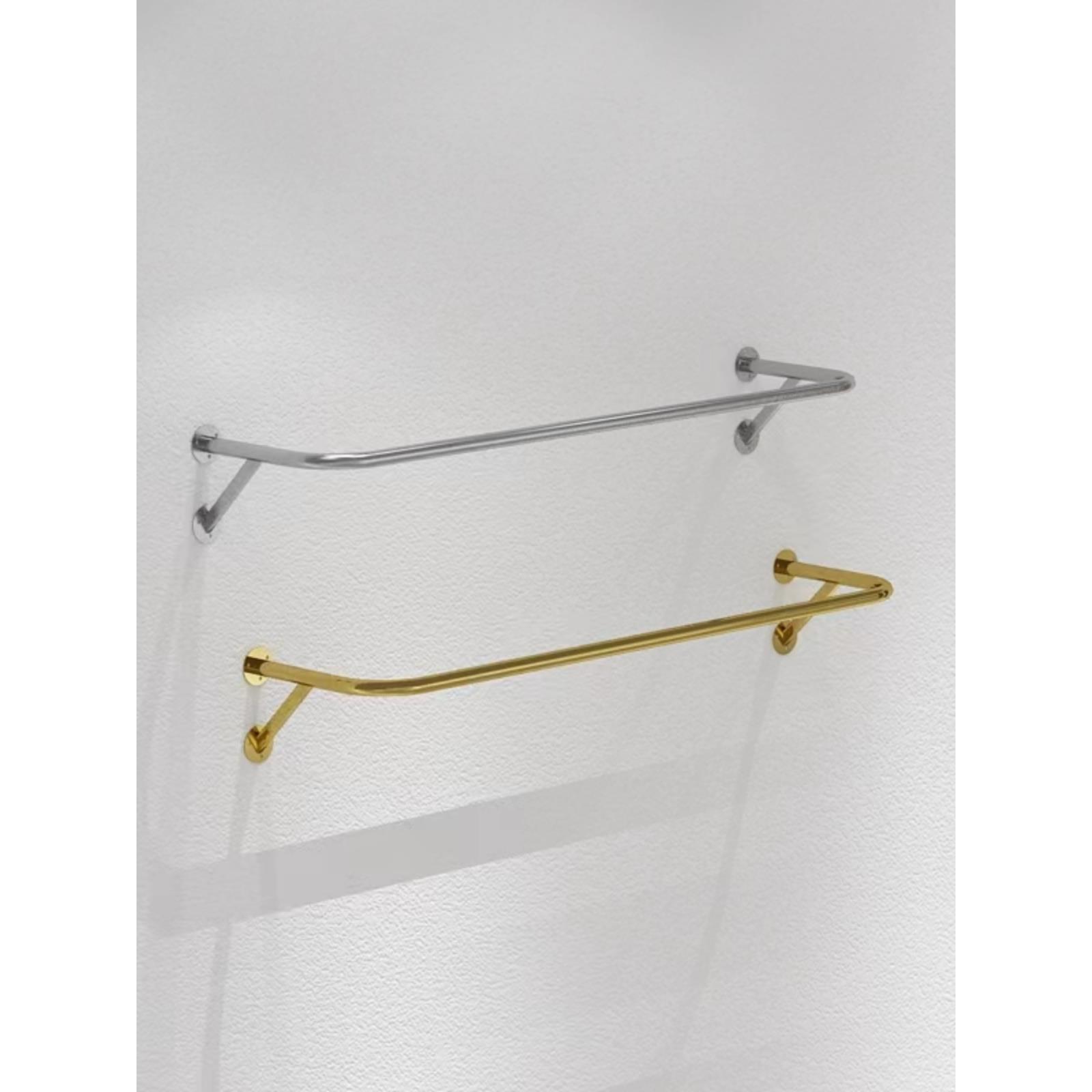 服装店展示架银色壁挂式陈列侧挂服装货架不锈钢上墙挂衣架置物架