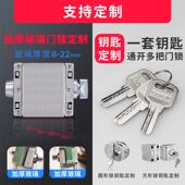 不锈钢玻璃门锁推拉单双门无框玻璃锁店铺锁双开门免开孔地插单开