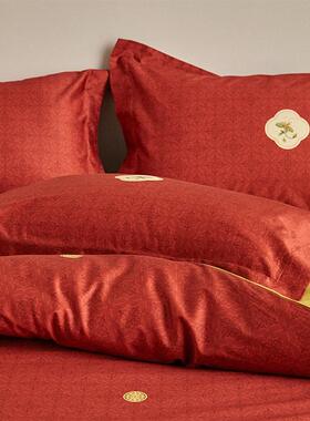 61k3红色结婚四件套床上用品婚礼婚庆新婚嫁被喜床单中式婚房