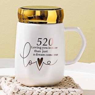 大容量马克杯定制logo创意陶瓷水杯子带盖子带把家用礼品实用客户