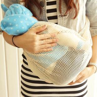 侧抱斜式 新生儿婴儿简易单肩背带透气网兜横抱式 宝宝纯棉背巾抱袋