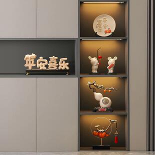 新中式酒柜套餐组合装饰品招财摆件轻奢客厅餐边柜电视柜高档摆设