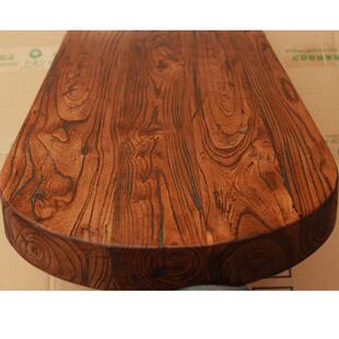 纯实木老榆木吧台板子台面大板餐桌工作飘窗写字台桌面板隔板定制