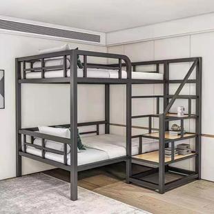北欧铁艺床上下铺小户型现代简约高低子母床双层床公寓省空间铁床
