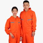 连体工作服连帽反光全身防护服劳保防尘防污防水维修汽修喷漆耐磨
