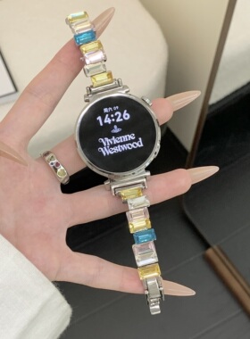 正不规则水钻适用华为gt5表带手表watch5gt4女表夏秋pro新款gt3女gt2表链男士3智能运动配件可拆卸金属宝石