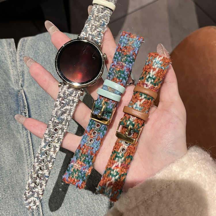 博迷彩编织羊毛款适用华为GT6智能运动手表替换带女2026新年OppowatchX2min18mm爆gt5pro手表带碎花WatchS4