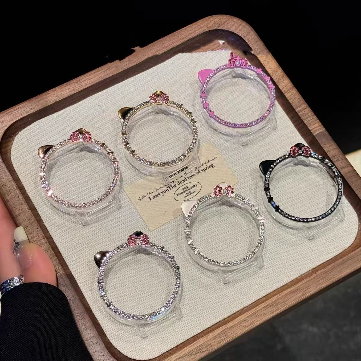 kt猫镂空镶钻表壳适用华为GT6表盘41mm三星watch8/40智能运动手表替换件GT5pro42女fit4/3小米手环10iwatch9