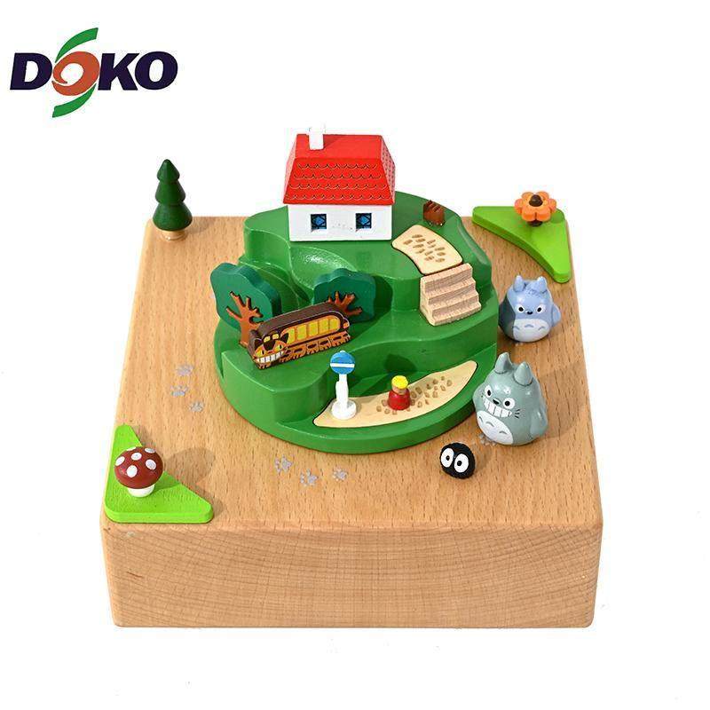 木质龙猫一家音乐盒八音盒启蒙摆件宫崎骏女孩精致豆豆龙耶诞礼物,家居饰品,音乐盒,淘宝优惠券,粉丝福利购,淘宝优惠卷