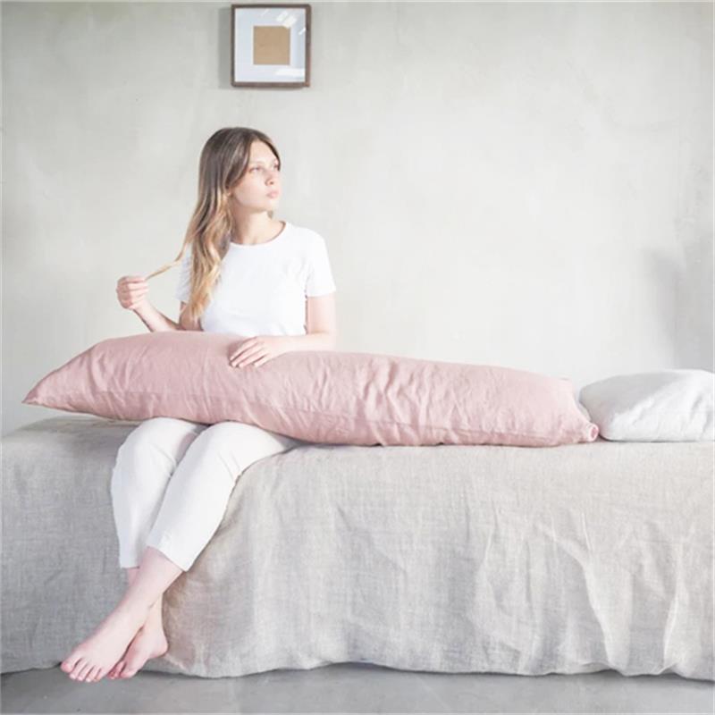100%亚麻枕头套情侣双人枕套纯色含芯孕妇睡觉夹腿枕定制床头靠垫