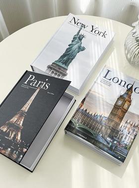 假书摆件装饰轻奢创意仿真书大收纳盒子装饰书桌面摆件储物盒巴黎