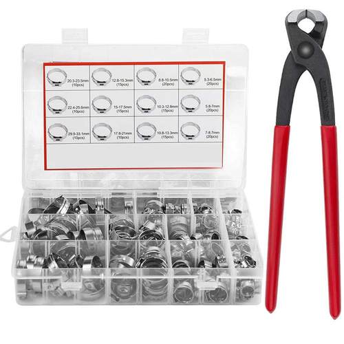 180个盒装304不锈钢单耳无极卡箍5.3-33.1MM喉箍管卡管箍抱箍套