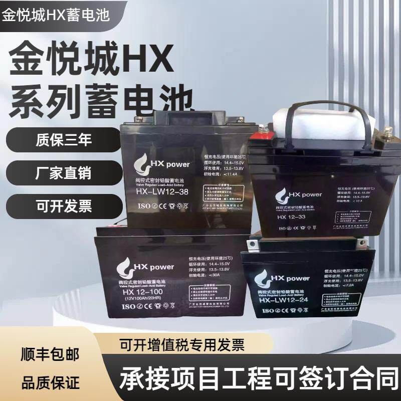 HXpower金悦诚蓄电池LW-12V14A17A24A33A38A65A100AH消防主机UPS
