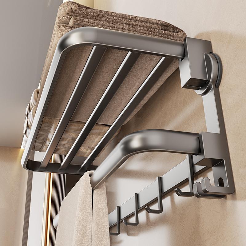 吸盘毛巾架免打孔卫生间置物架洗手间浴室厕所挂件套装浴巾架收纳