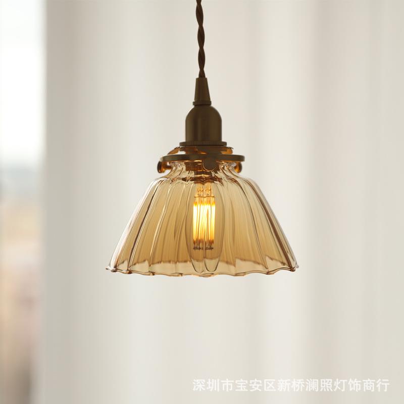 简约复古日式玻璃小吊灯创意个性北欧设计师卧室床头吧台玄关灯具